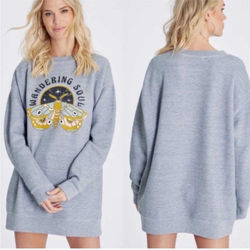 WILDFOX Wandering Soul Roadtrip Oversized Crew Sweatshirt, Heather Grey, Small